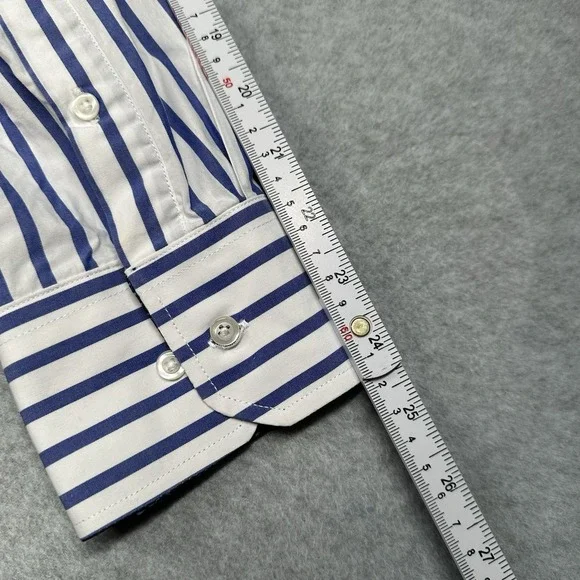 Bristol & Bull Striped Dress Shirt XL 17-17.5 34/35 (XL) Blue White Cotton - Picture 6 of 9